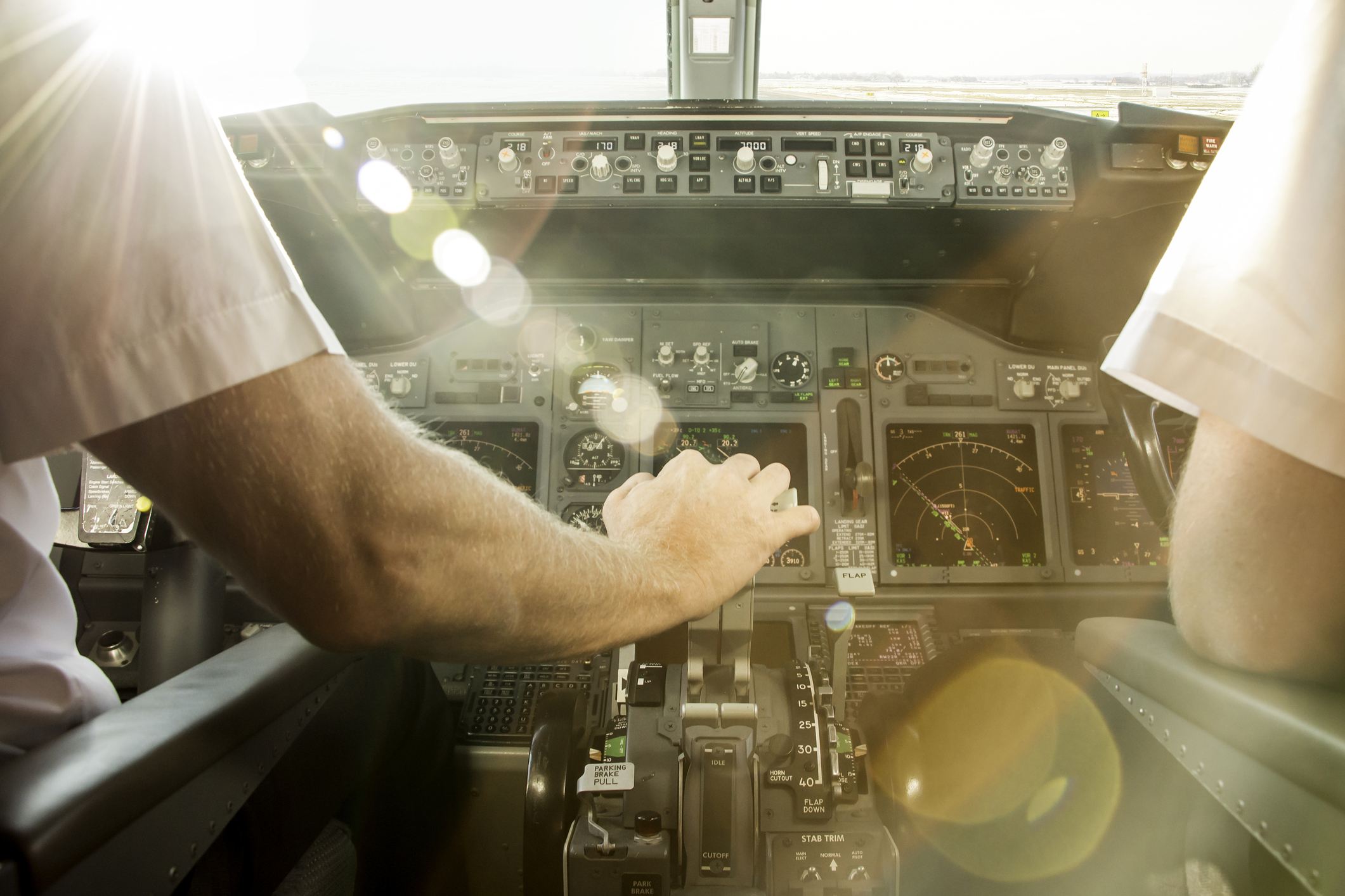 two pilots flying a plane