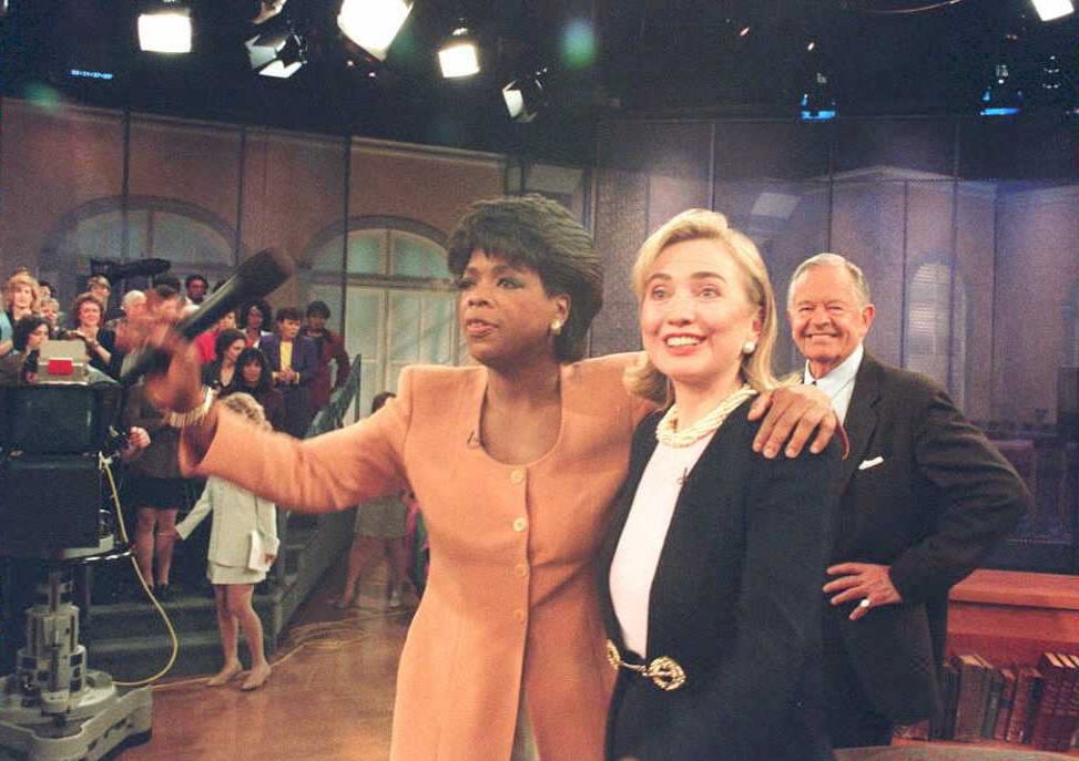 Oprah and Clinton on her former talk show oprah and hillary clinton on her talk show