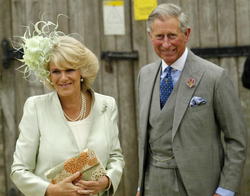 Camilla Parker Bowles and Prince Charles arrive at Lacock Cyraiax Church