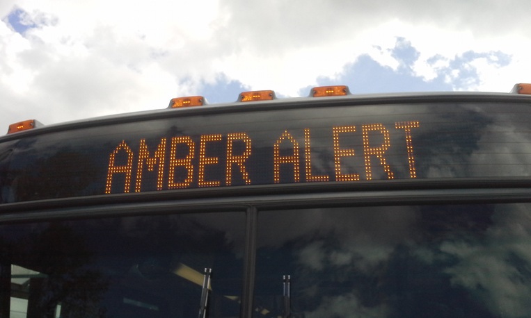 Amber Alert displayed on a bus