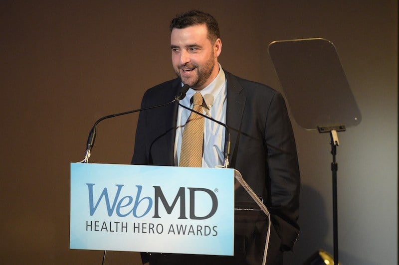 Presenter of People's Choice Award David Krumholtz speaks onstage during WebMD Health Heroes Award