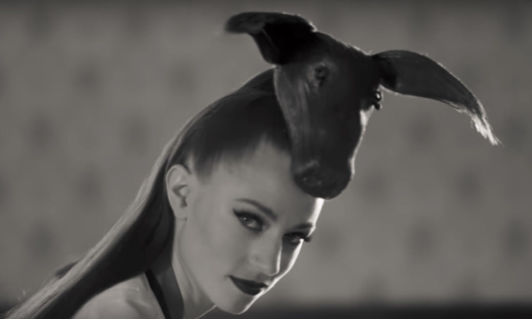 A woman with a horse top knot A woman with a horse top knot
