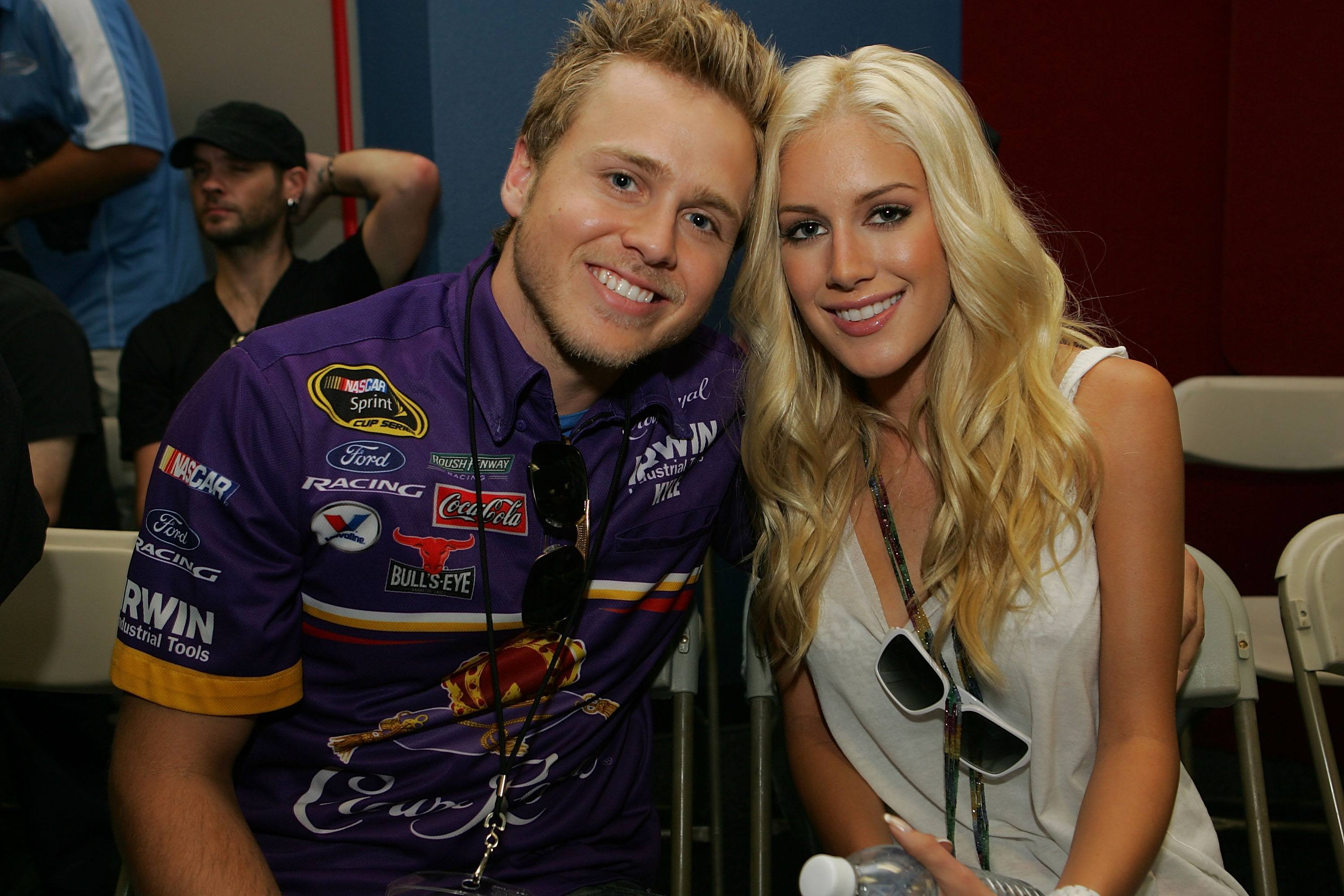 Spencer Pratt and Heidi Montag during the NASCAR Sprint Cup Series Pepsi 500 at Auto Club Speedway on August 31, 2008 in Fontana, California.