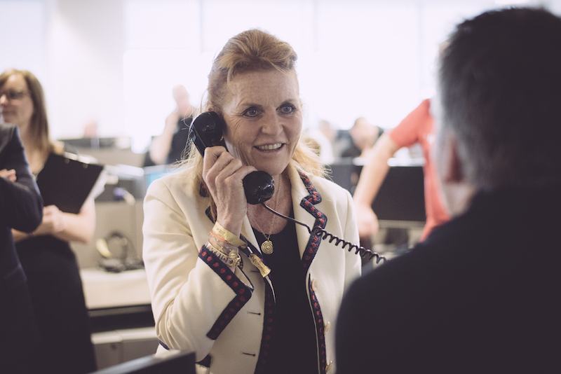 Sarah Ferguson, Duchess of York, representing Children In Crisis, makes a trade at BGC Charity Day on September 11, 2017 in London