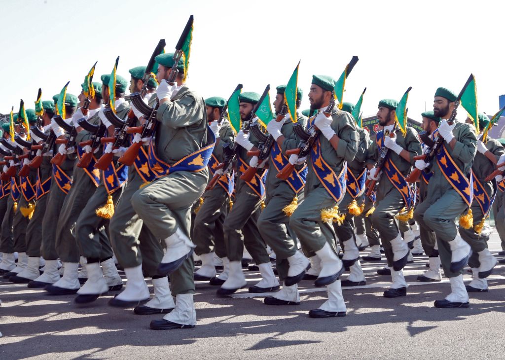 Iranian soldiers march during the annual military parade marking the anniversary of the outbreak of its devastating 1980-1988 war with Saddam Hussein's Iraq. Iranian soldiers march during the annual military parade marking the anniversary of the outbreak of its devastating 1980-1988 war with Saddam Hussein's Iraq.