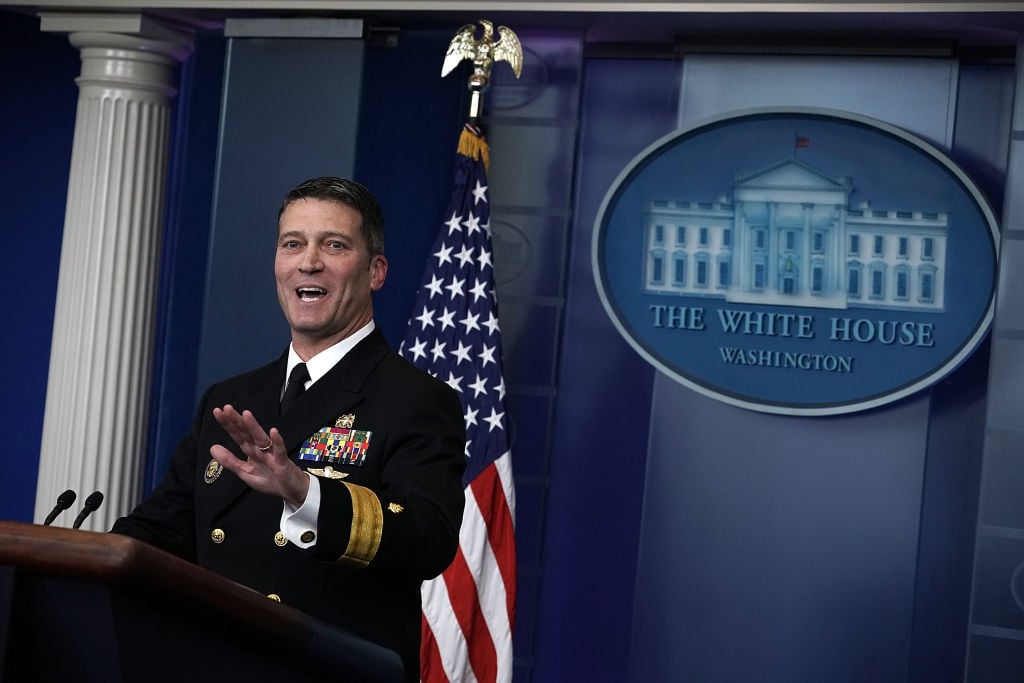 Trump physician Dr. Ronny Jackson speaks during the daily White House press briefing Trump physician Dr. Ronny Jackson speaks during the daily White House press briefing