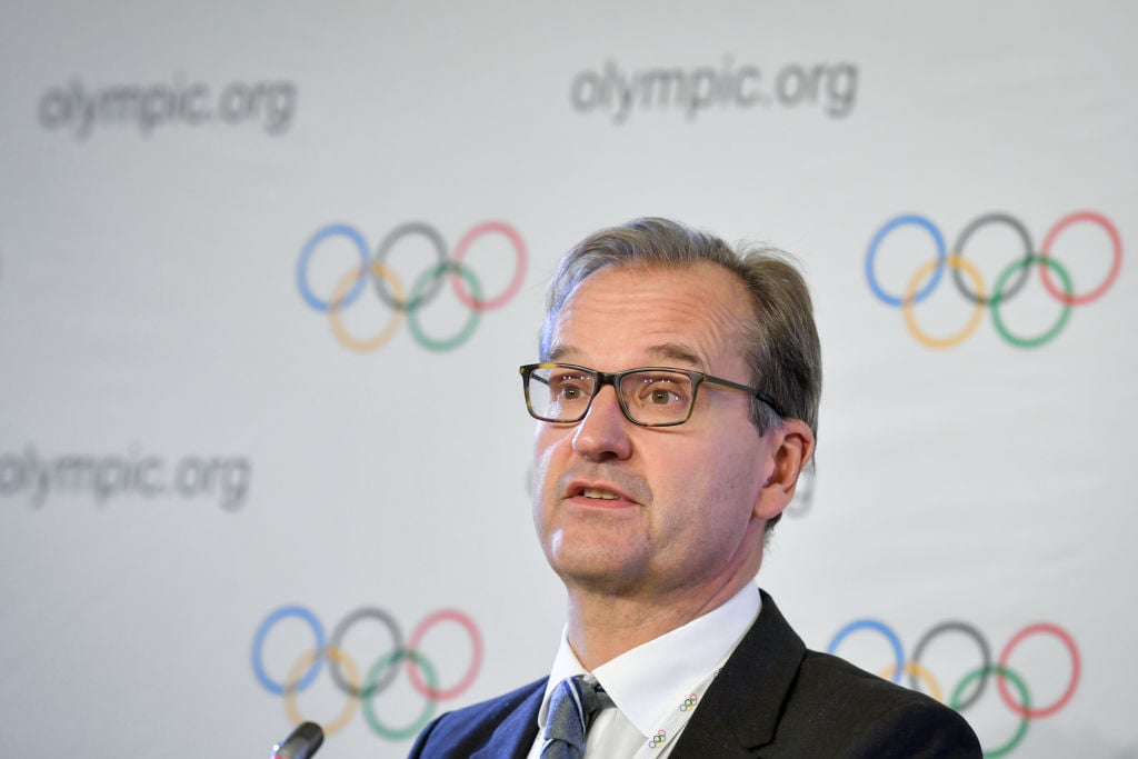 International Olympic Committee (IOC) spokesman Mark Adams attends a press conference during an IOC executive meeting