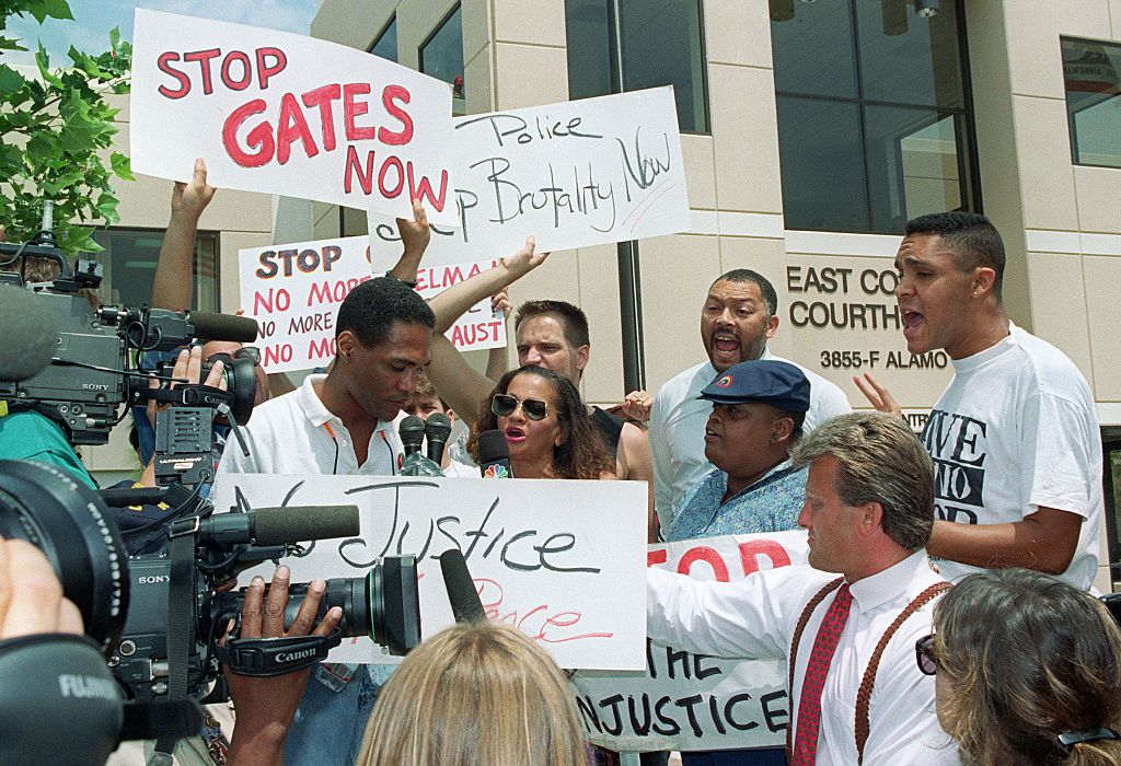 05 May 1992 in Simi Valley, to protest the verdict in the trial of the four police officers who were acquitted in the Rodney King case