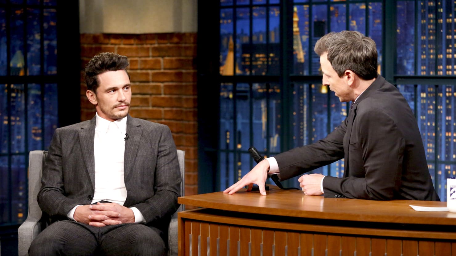 James Franco sits across from Seth Meyers James Franco sits across from Seth Meyers
