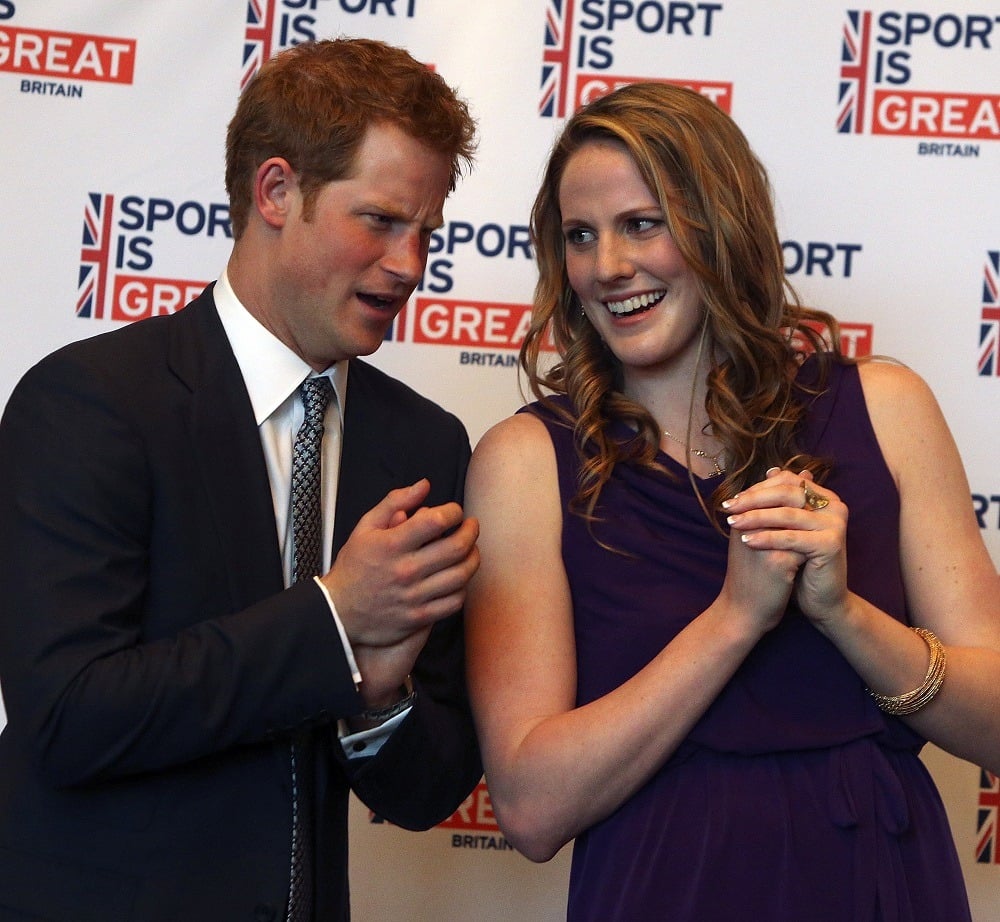 Prince Harry talks with Olympic gold medalist Missy Franklin Prince Harry talks with Olympic gold medalist Missy Franklin