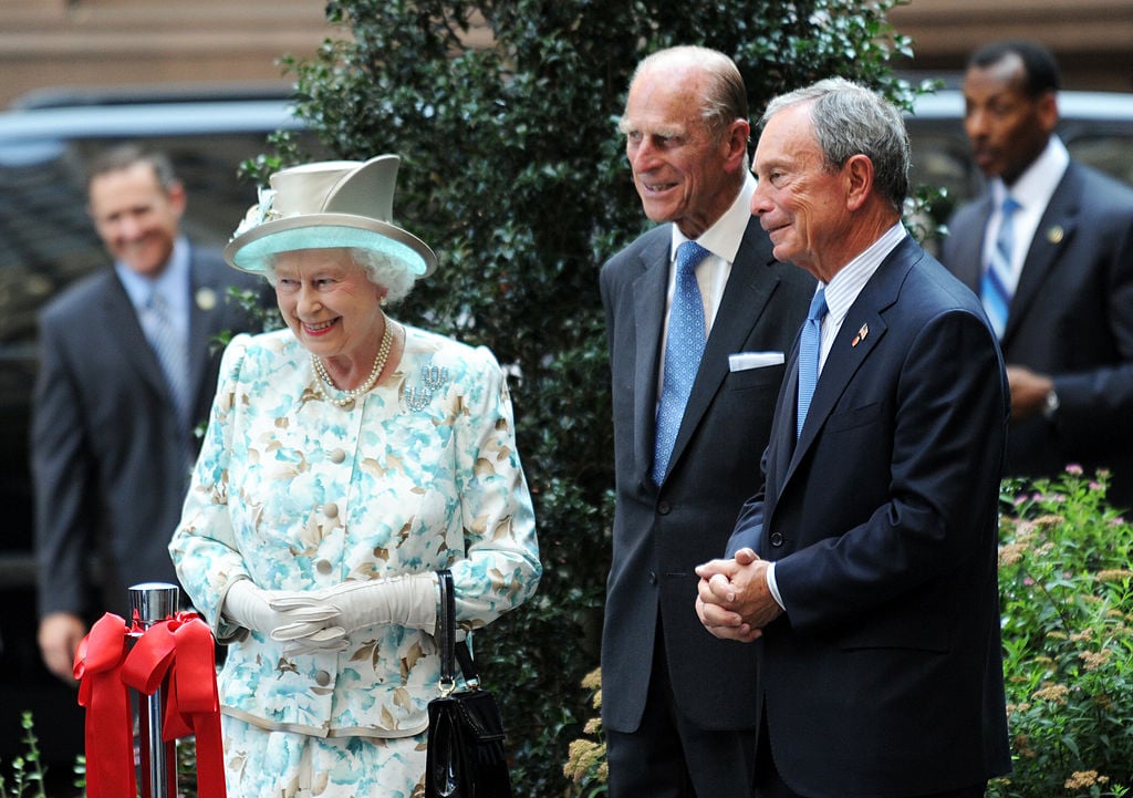 Queen Elizabeth II of Britain, Prince Philipand New York City Mayor Michael R. Bloomberg at the opening of The British Garden in Hanover Square