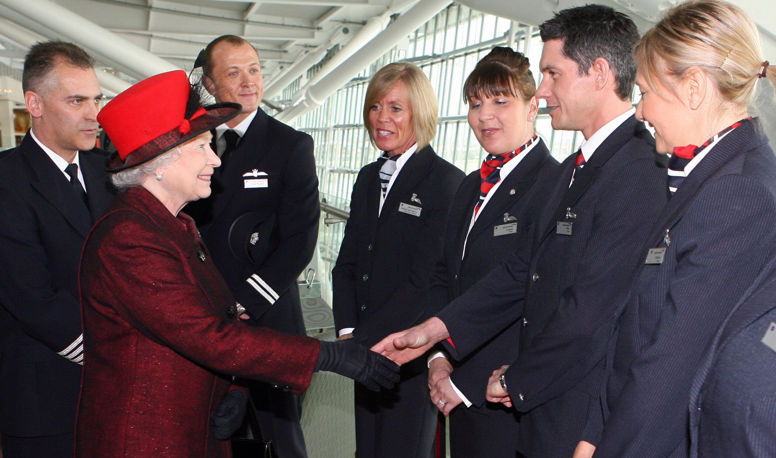 Queen Elizabeth meets with employees of British Airways