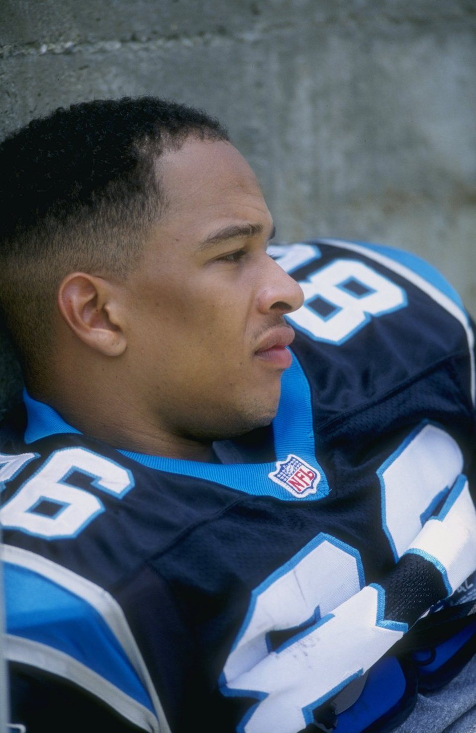 Rae Carruth #84 of the Carolina Panthers