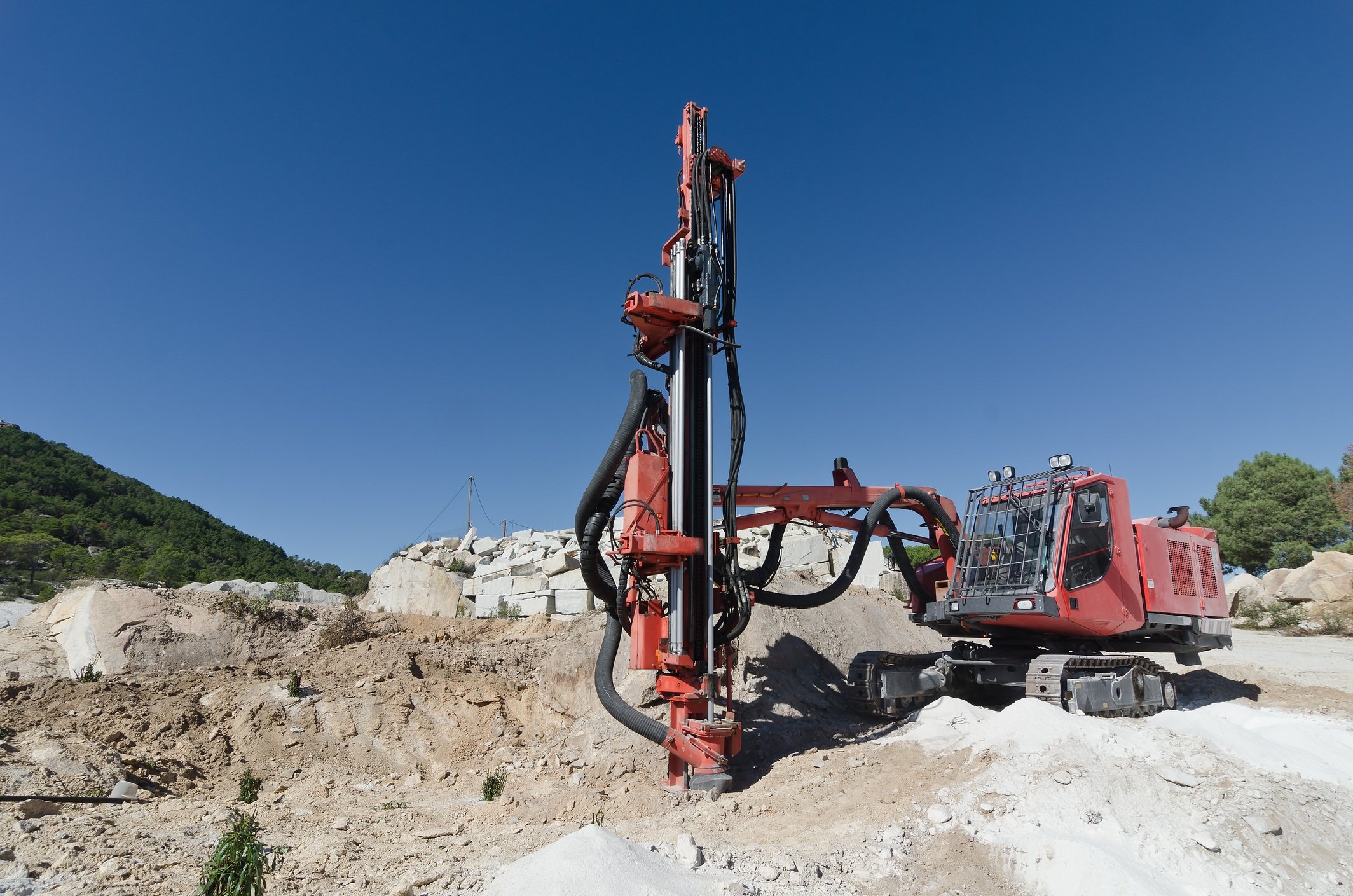 Rock driller in quarry