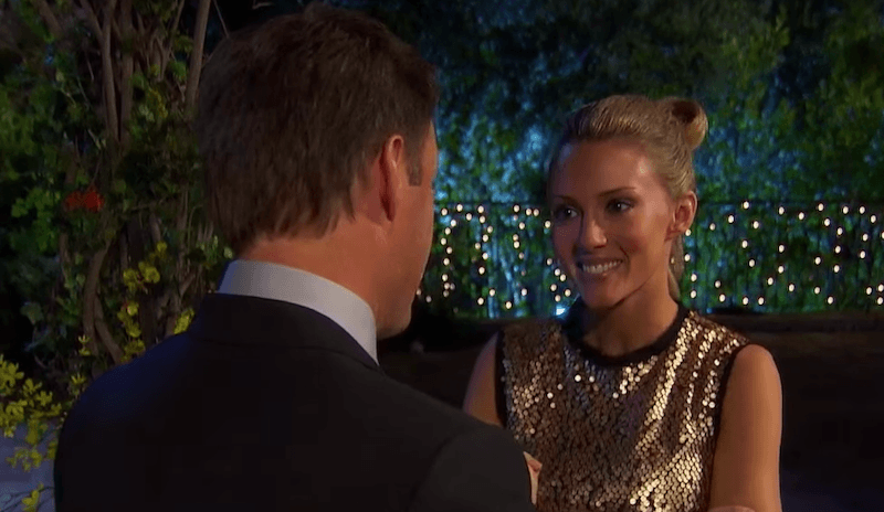 Chris Harrison confronting Rozlyn Papa in the garden. Chris Harrison confronting Rozlyn Papa in the garden.