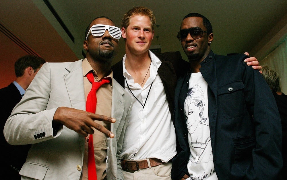 Kanye West poses with Prince Harry US rapper P Diddy S rapper Kanye West (L) poses with Prince Harry (C) and US rapper P Diddy (R)
