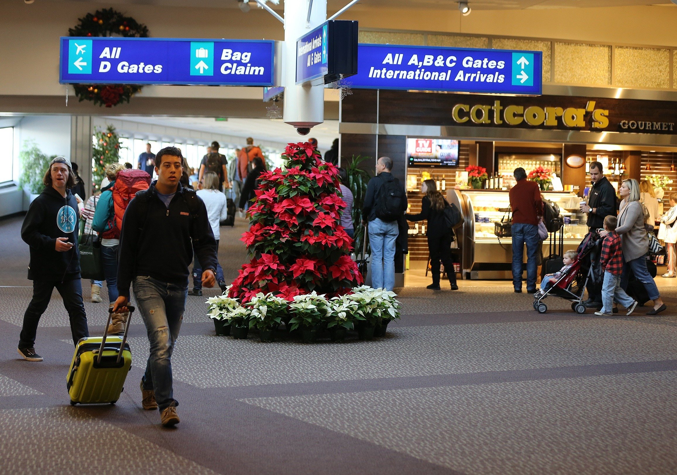 Holiday travelers at Salt Lake City Airport