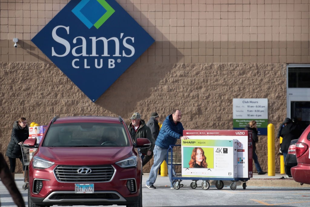 Shoppers stock up on merchandise at a Sam's Club store