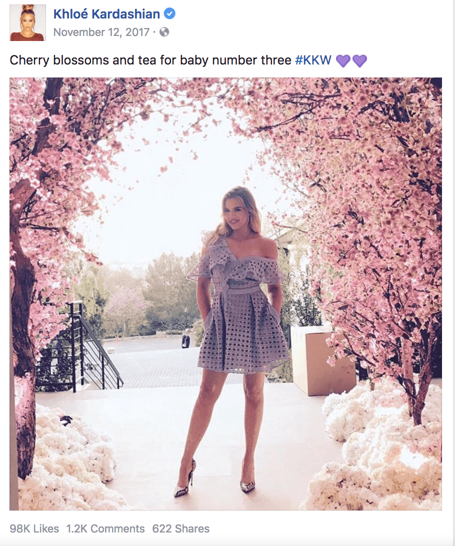 Khloe Kardashian with cherry blossoms
