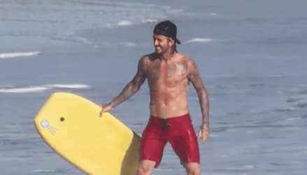 David Beckham at the beach. David Beckham at the beach.