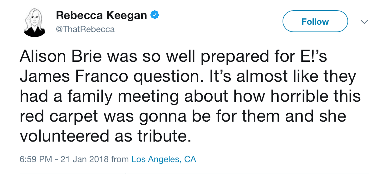 A screenshot of Rebecca Keegan's tweet A screenshot of Rebecca Keegan's tweet