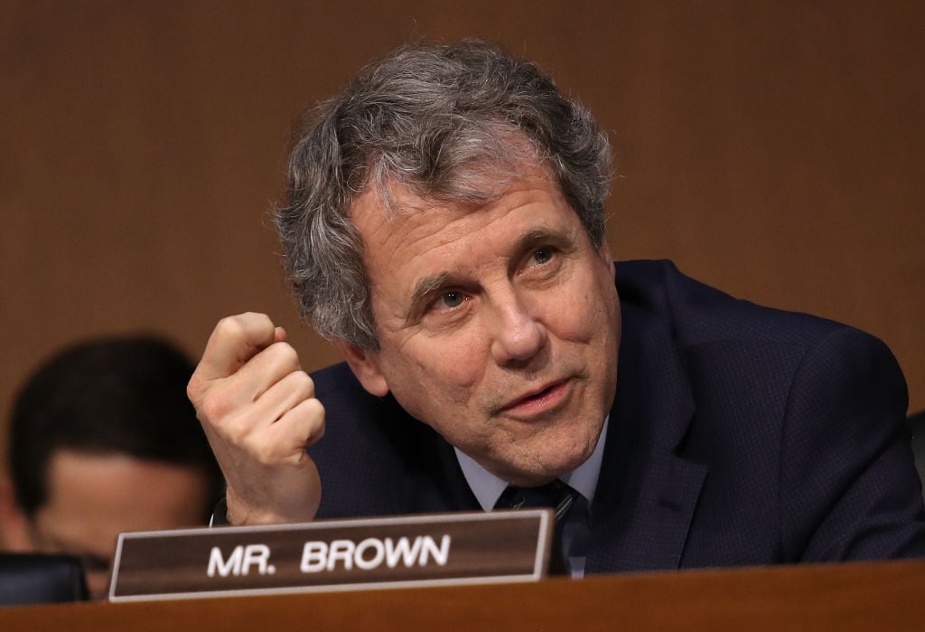 Sen. Sherrod Brown speaks during a markup of the Republican tax reform proposal