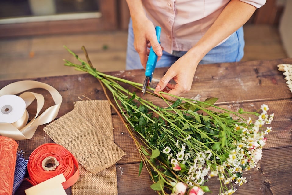 Florist cutting flower stems