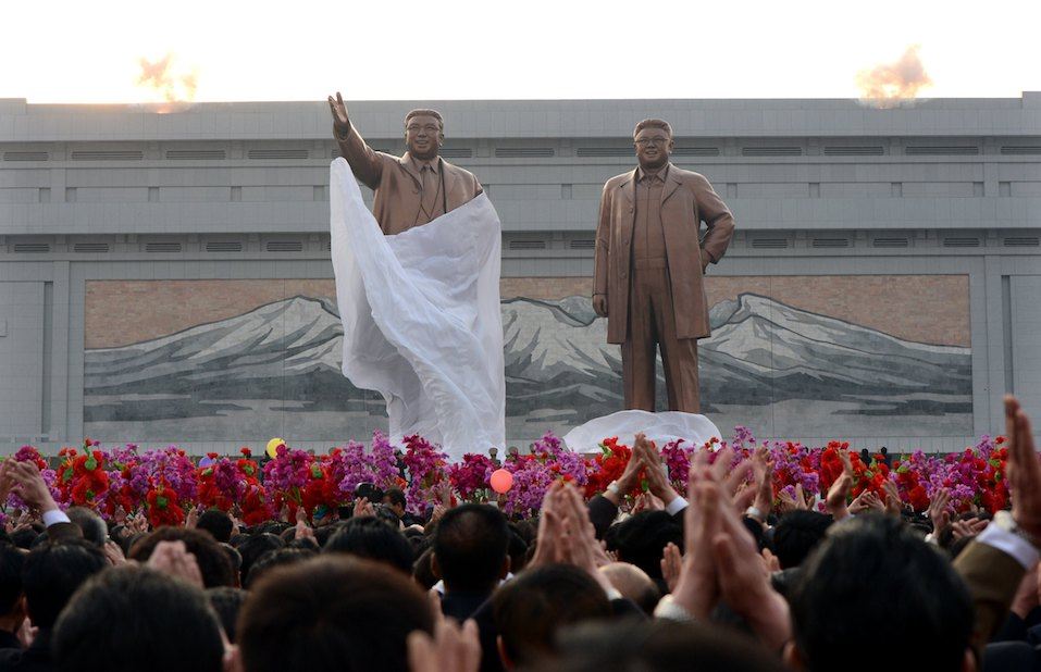 Statues of North Korea's founding president Kim Il-Sung and his son Kim Jong-Il are unveiled