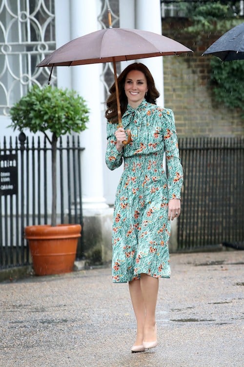 Kate Middleton walking in the rain. 
