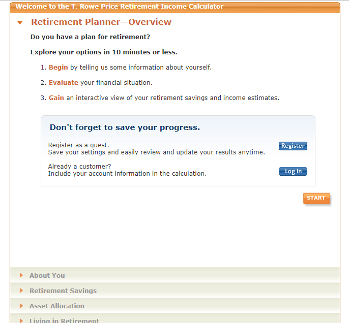 T. Rowe Retirement Calculator