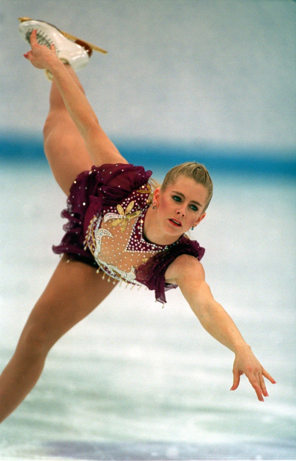 TONYA HARDING OF THE UNITED STATES IN ACTION IN THE FREE PROGRAM AT THE 1994 LILLEHAMMER WINTER OLYMPICS