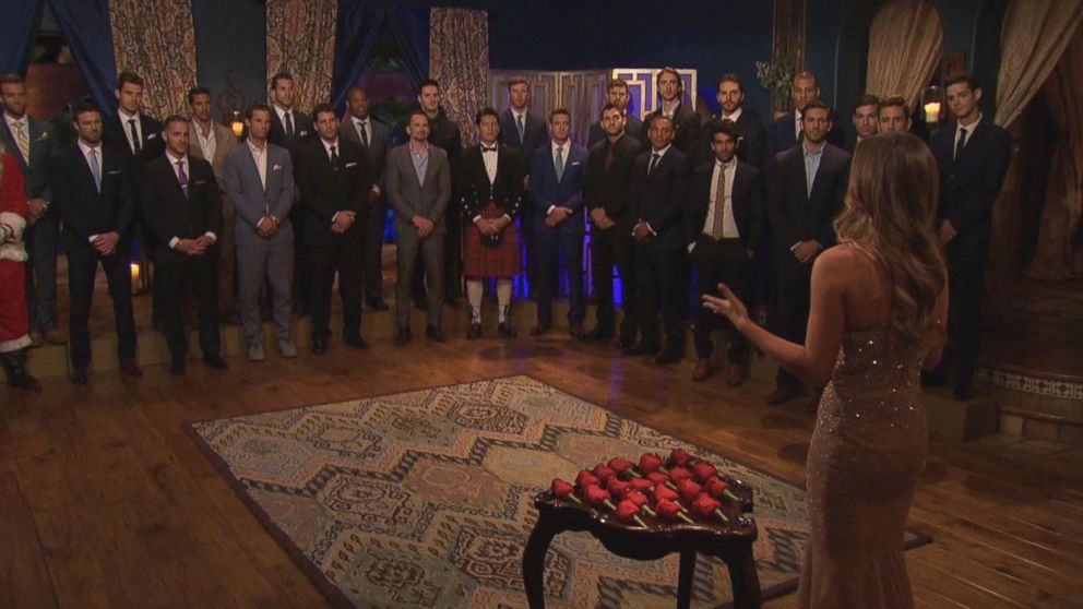 A rose ceremony on The Bachelorette
