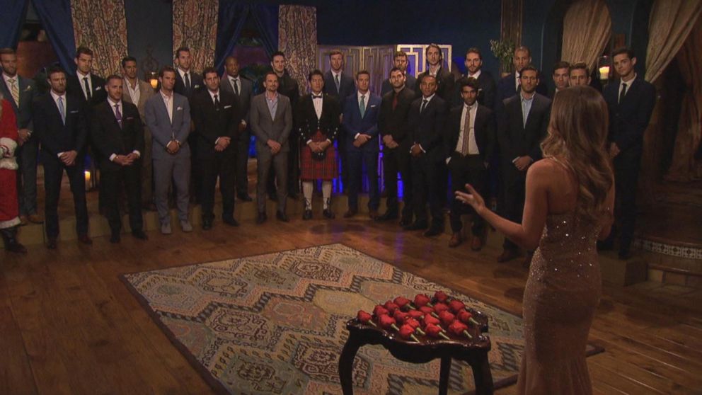 A rose ceremony on The Bachelorette A rose ceremony on The Bachelorette