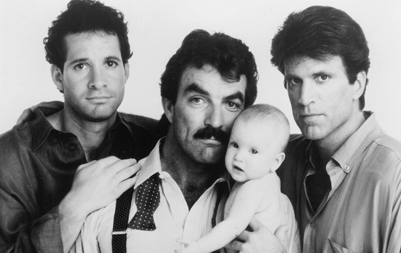 Steve Guttenberg, Tom Selleck, Ted Danson in 'Three Men and a Baby'. Steve Guttenberg, Tom Selleck, Ted Danson in 'Three Men and a Baby'.