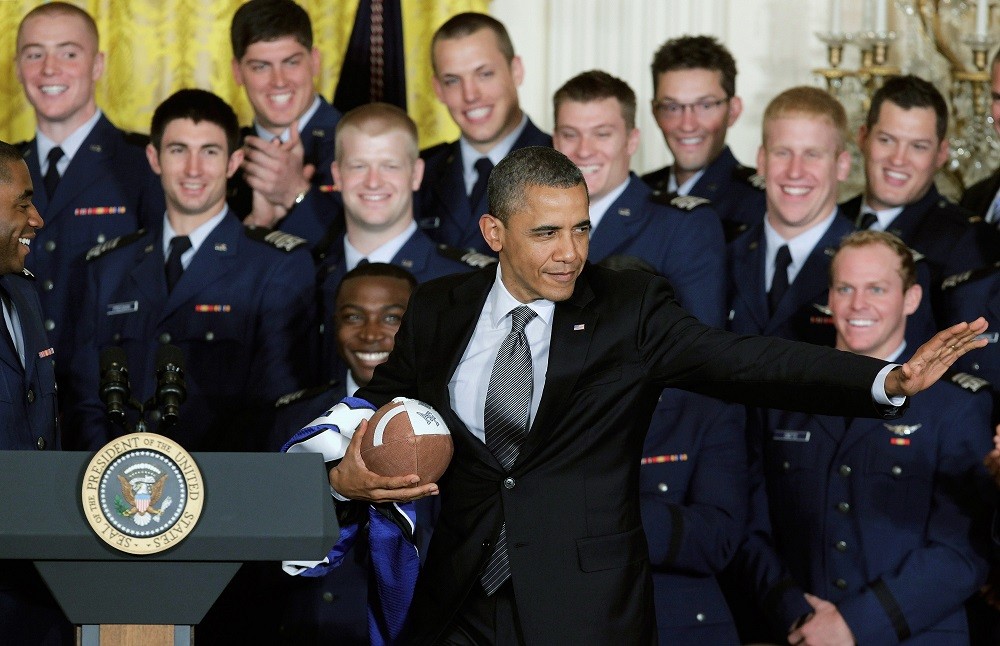 U.S. President Barack Obama strikes a pose