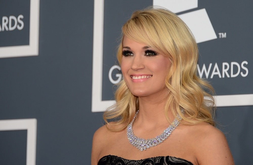 Singer Carrie Underwood arrives at the Staples Center for the 55th Grammy Awards