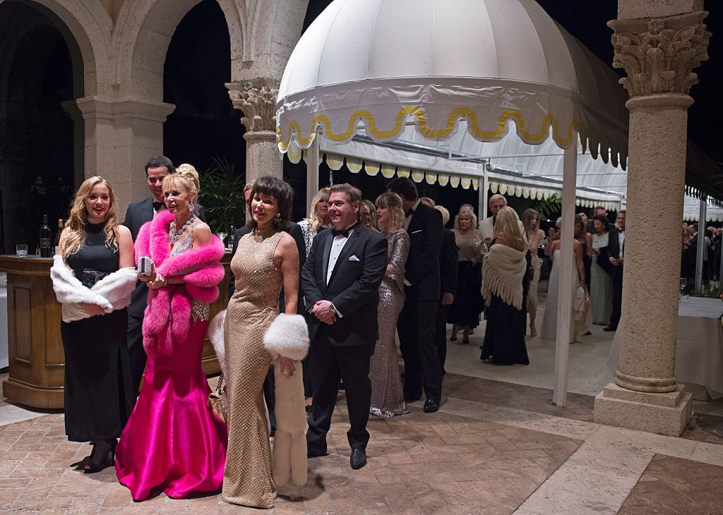 Donald Trump's New Year's Eve party Party goers line up to enter US President-elect Donald Trump's New Year's Eve party