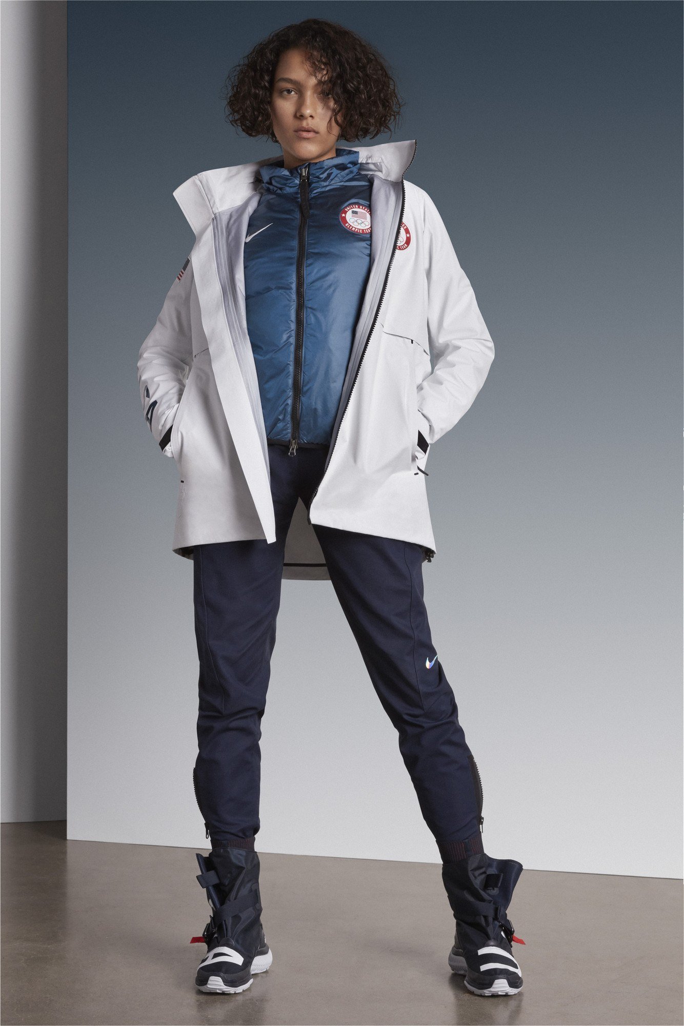 Women's medal stand outfit by Nike