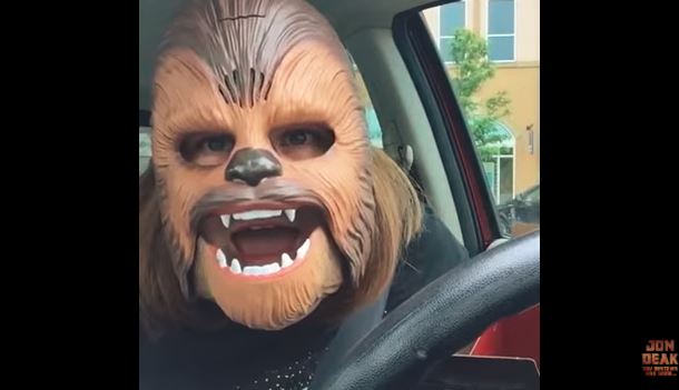 This lady thought the mask was really funny. This lady thought the mask was really funny.