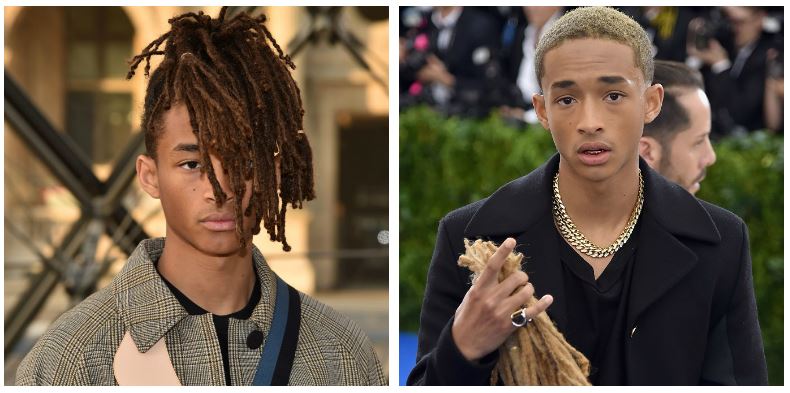 A composite image of Jaden Smith showing drastic hair changes