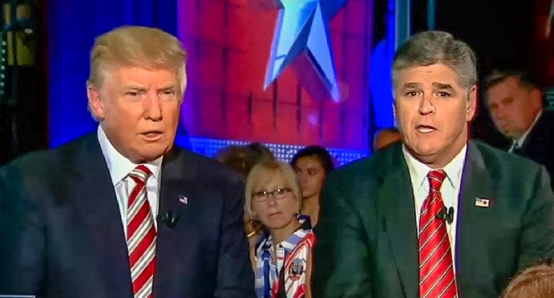Donald Trump and Sean Hannity sit next to each other