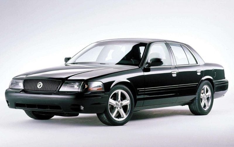 Front three-quarter view of black Mercury Marauder