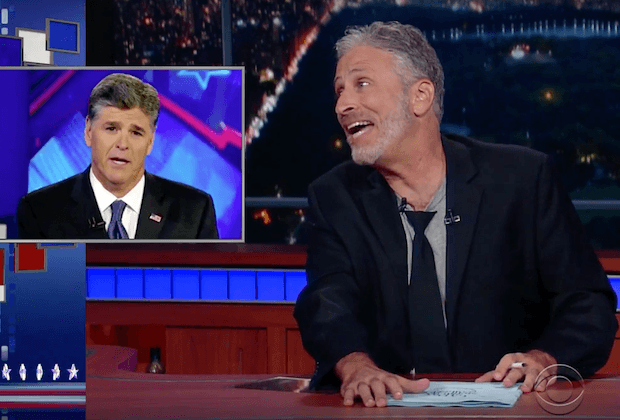 Jon Stewart makes fun of Sean Hannity on his show Jon Stewart makes fun of Sean Hannity on his show