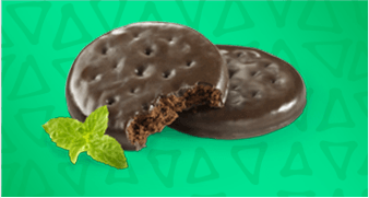 Thin Mints on a green background. Thin Mints on a green background.