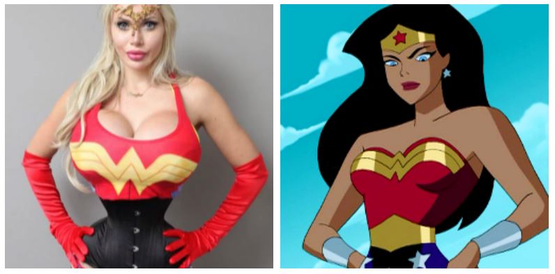 A composite image of Pixee Fox and Wonder Woman A composite image of Pixee Fox and Wonder Woman