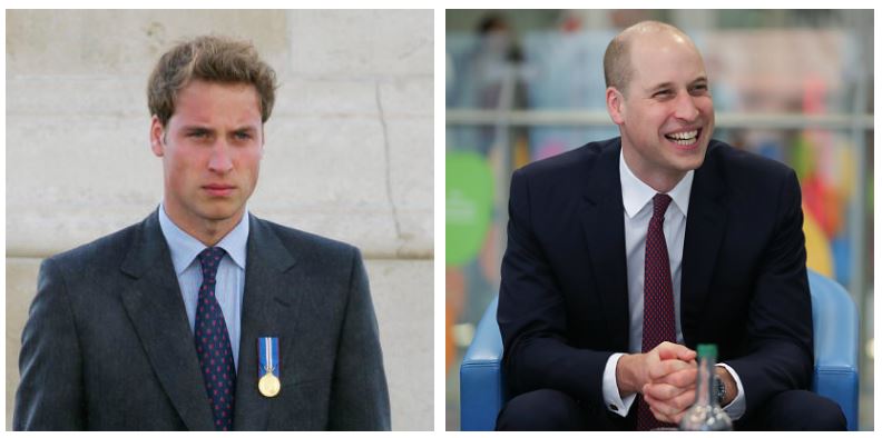 A composite image of Prince William showing drastic hair changes