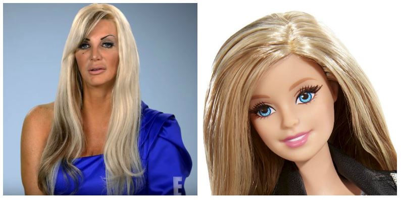 A composite image of Sarah Burge and a Barbie doll A composite image of Sarah Burge and a Barbie doll