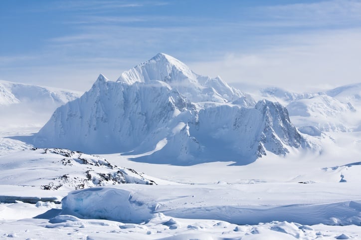 White snow in Antarctica