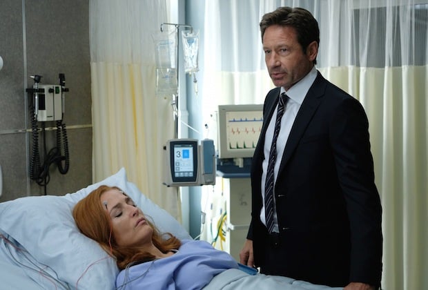 Gillian Anderson and David Duchovny in the "My Struggle III" season premiere episode of THE X-FILES.
