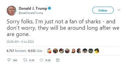 a donald trump tweet about sharks
